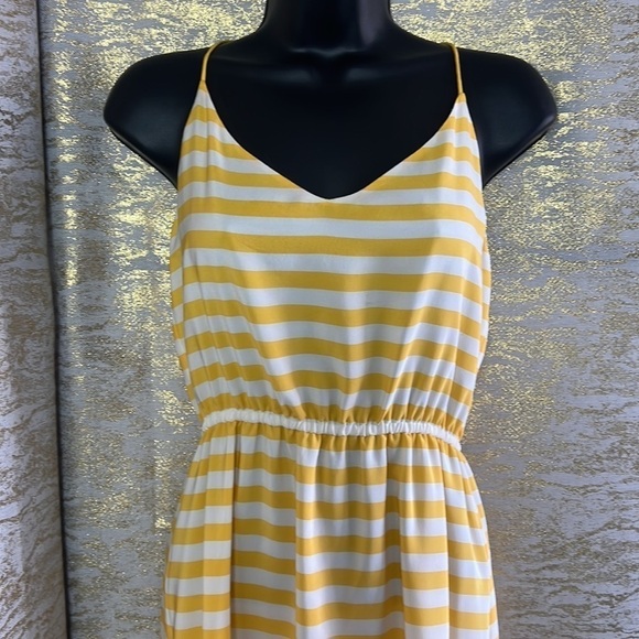 J. Crew Carrie 100% Silk Sleeveless In Yellow & White Midi Dress Size 2 - Picture 6 of 17